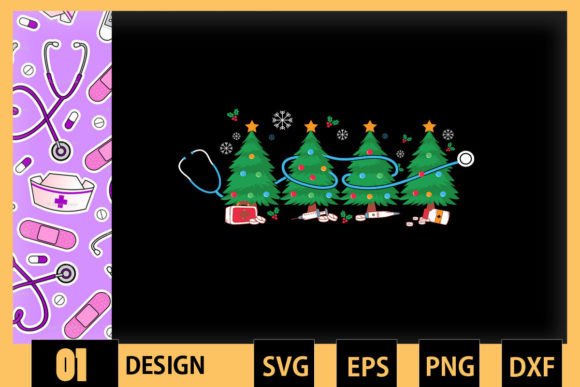 Christmas Trees Nurse Stethoscope Graphics and Crafts