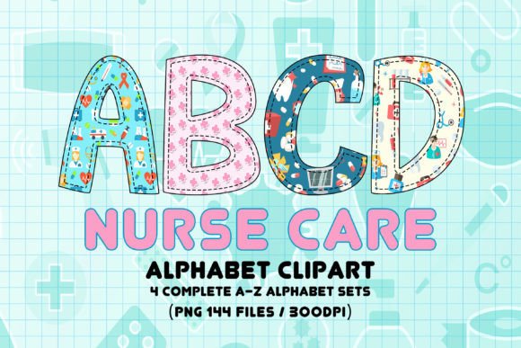 Nurse Care Alphabet Letters Sublimation