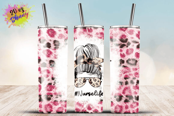 Nurse Life Seamless Leopard Glitter 20oz: Graphics and Crafts