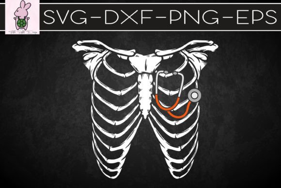 Stethoscope Skeleton Ribs Funny Nurse Graphics